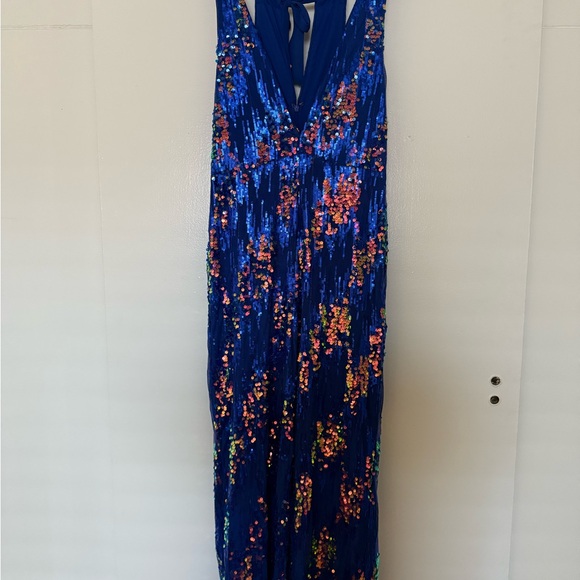 Anthropologie Blue Sequin Jumpsuit - Picture 3 of 6